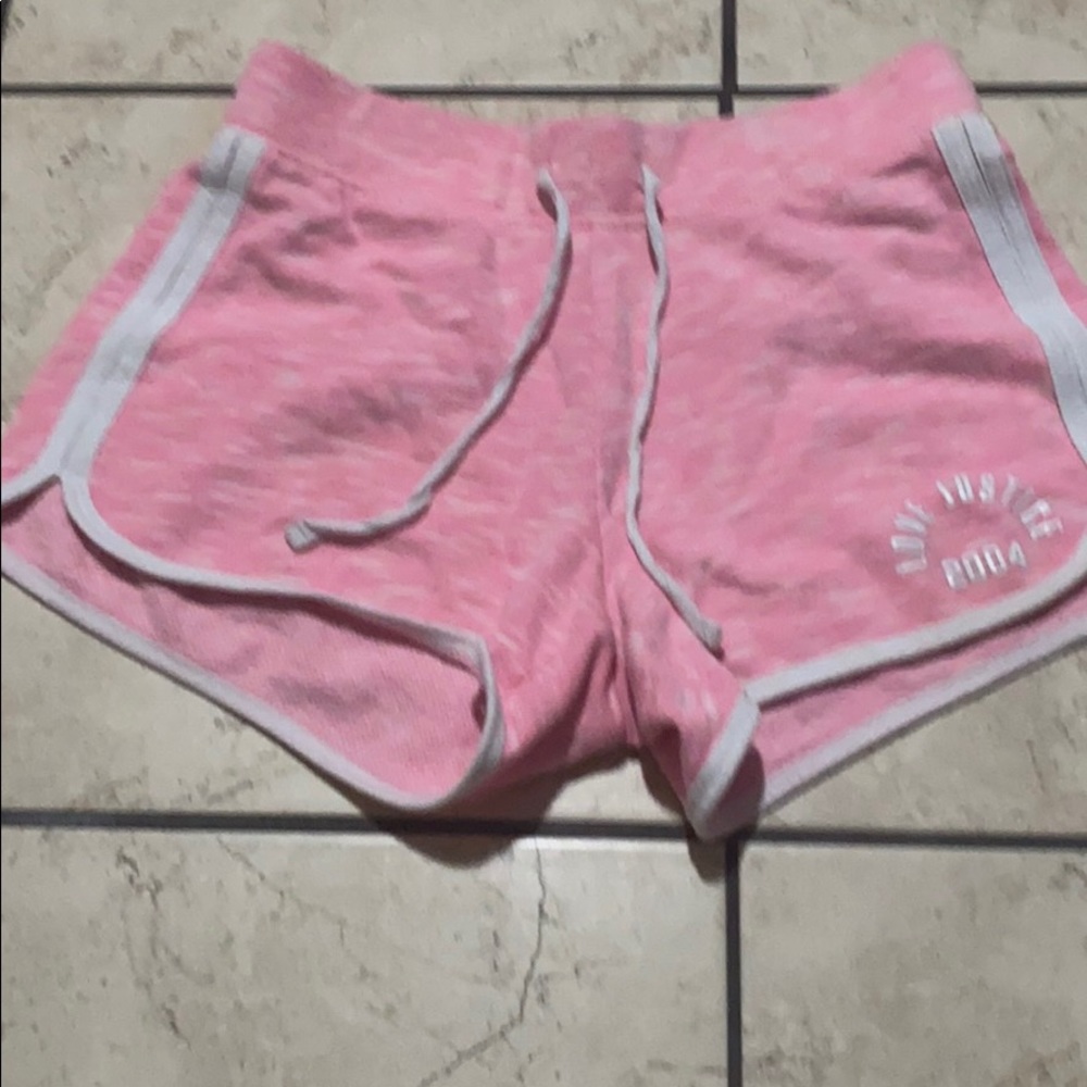 Pink and White Love Justice Shorts